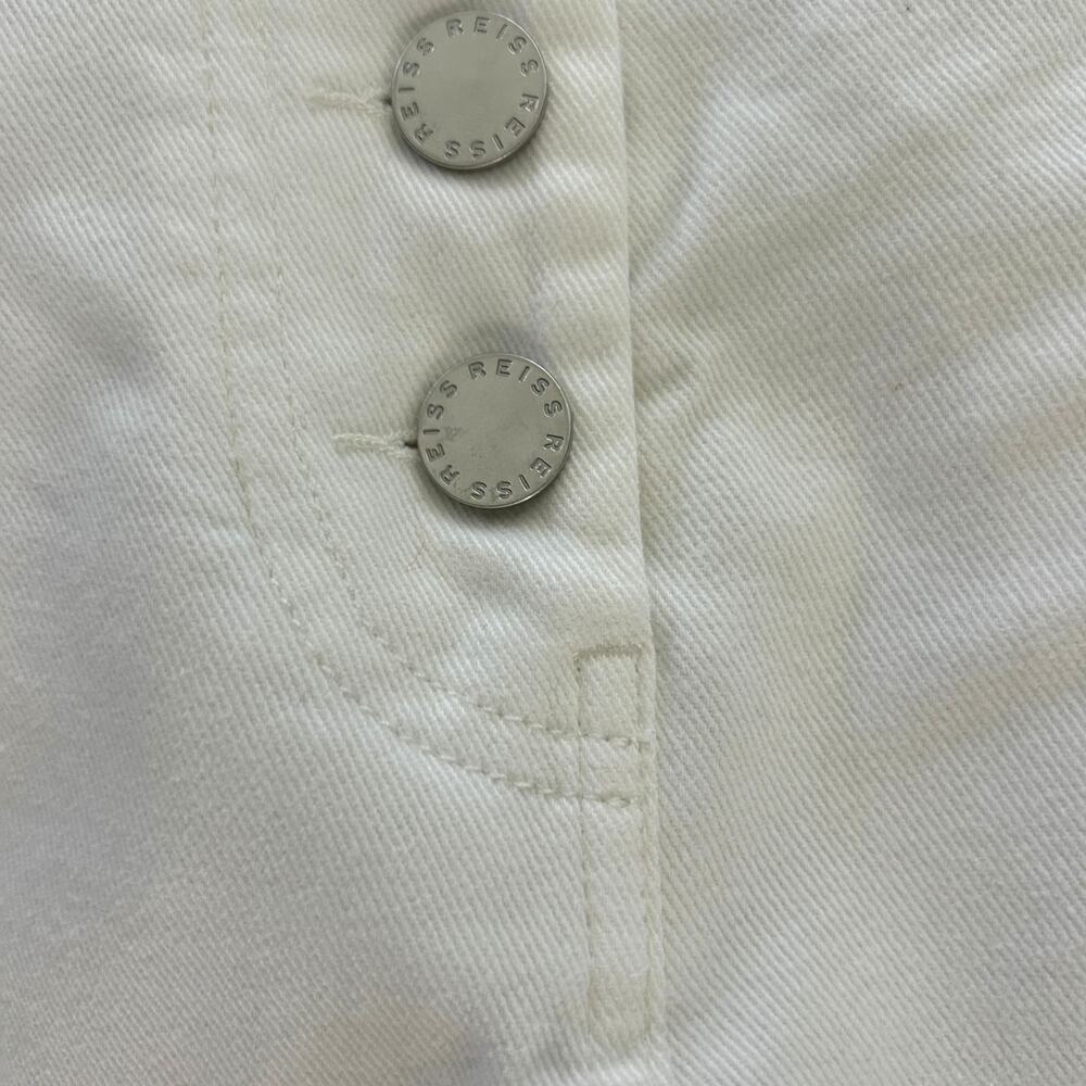 REISS Women's White Jeans Sz. 6 High Waist Pockets Luxury Denim Tapered Leg - Picture 7 of 12